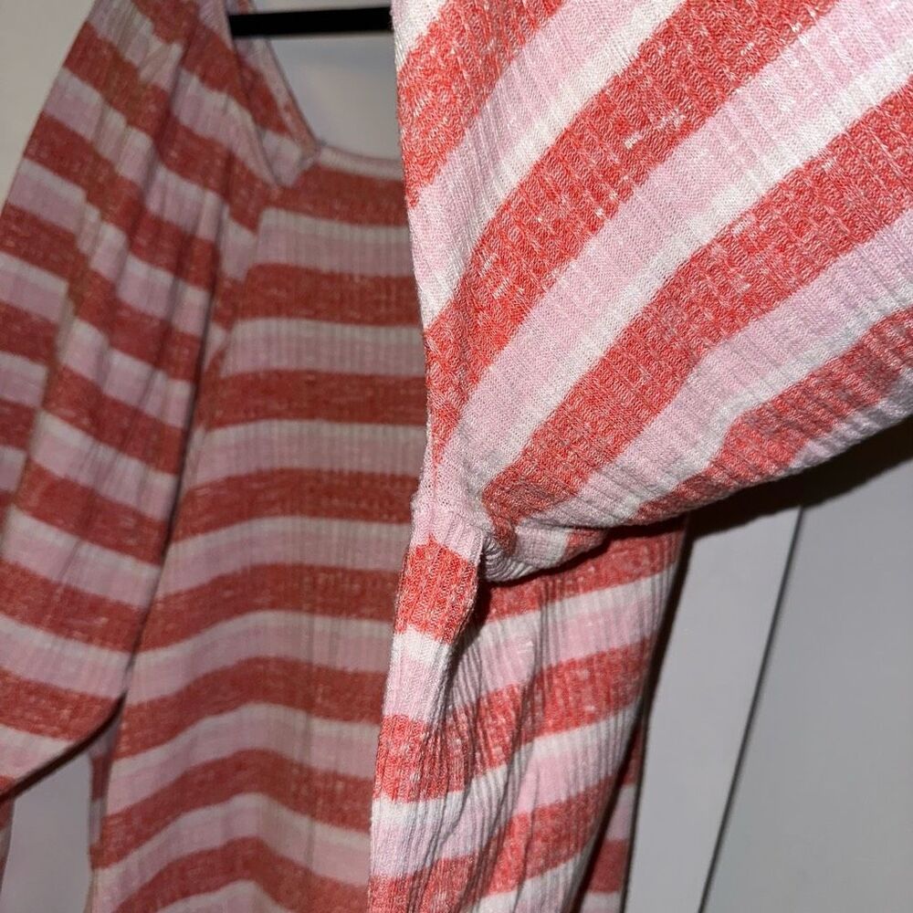 Lane Bryant Womens Red Pink White Stripe Elastic Square Neck Long Sleeve Shirt - Picture 5 of 12